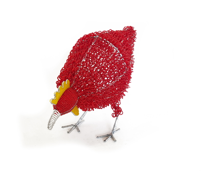 bead & wire chicken - red - 2